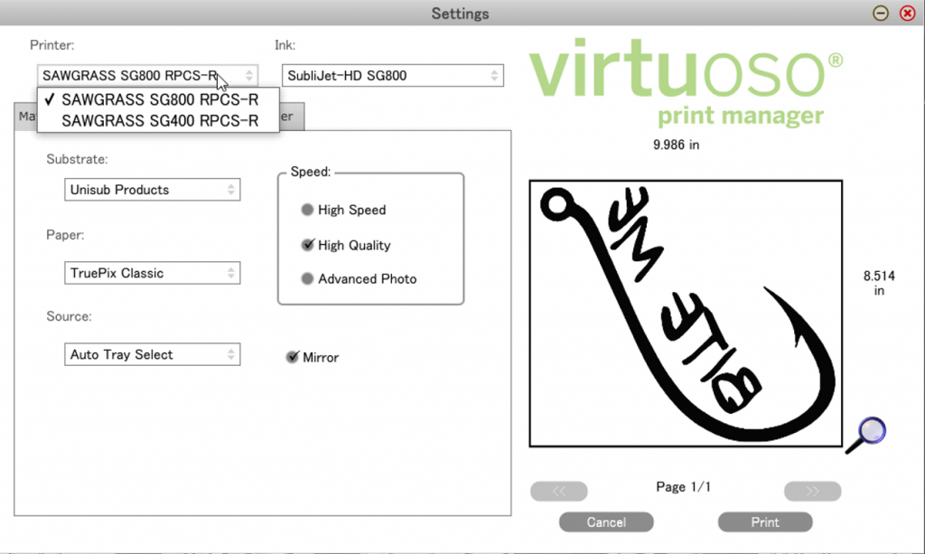 Virtuoso Print Manager SG400 SG800